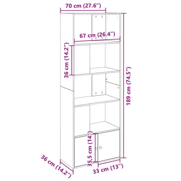 Bücherregal Weiß 70x36x189 cm Holzwerkstoff