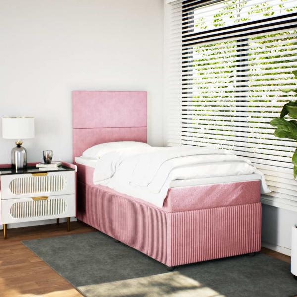 Boxspringbett mit Matratze Rosa 100x200 cm Samt