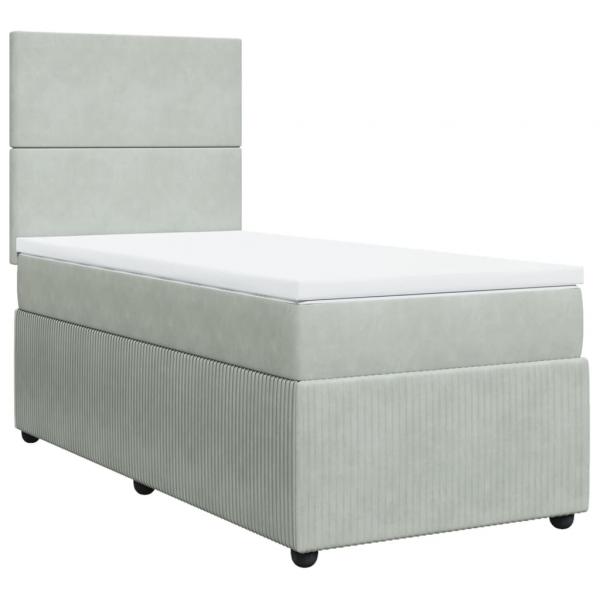 Boxspringbett mit Matratze Hellgrau 100x200 cm Samt