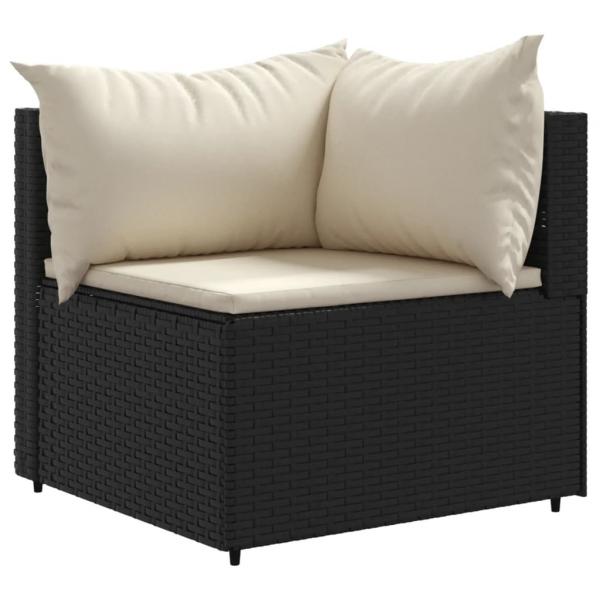 5-tlg. Garten-Lounge-Set mit Kissen Schwarz Poly Rattan