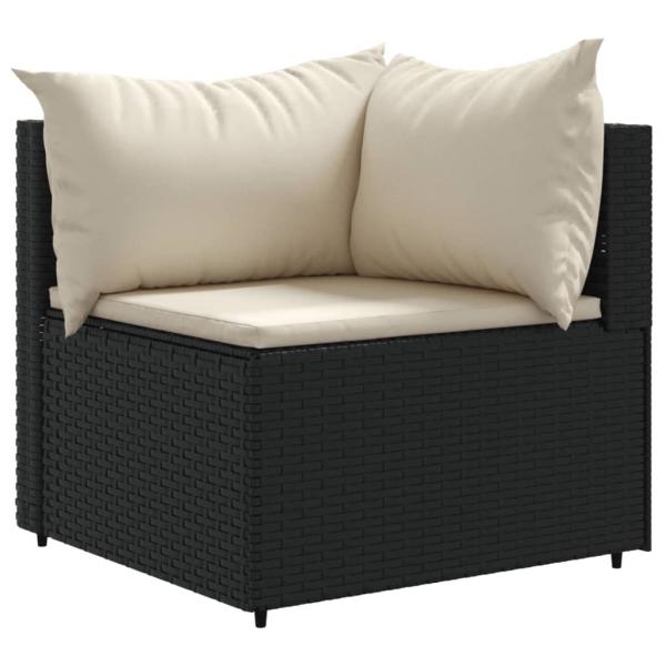 10-tlg. Garten-Lounge-Set mit Kissen Schwarz Poly Rattan