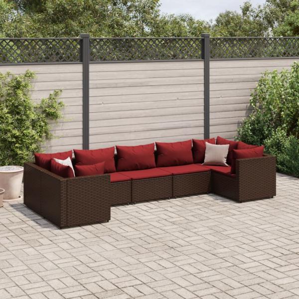 ARDEBO.de - 7-tlg. Garten-Lounge-Set mit Kissen Braun Poly Rattan