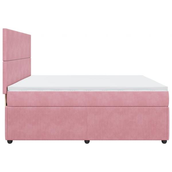 Boxspringbett mit Matratze Rosa 200x200 cm Samt