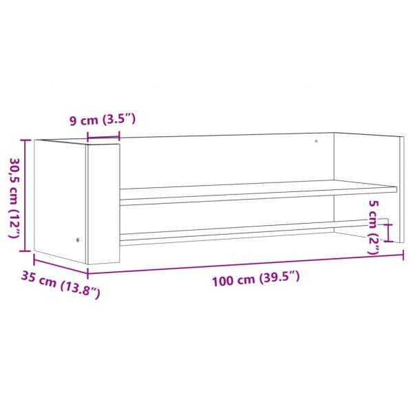 Wandregal Braun Eichen-Optik 100x35x30,5 cm Holzwerkstoff