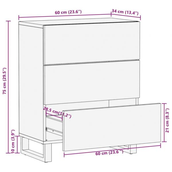 Sideboard 60x34x75 cm Massivholz Akazie