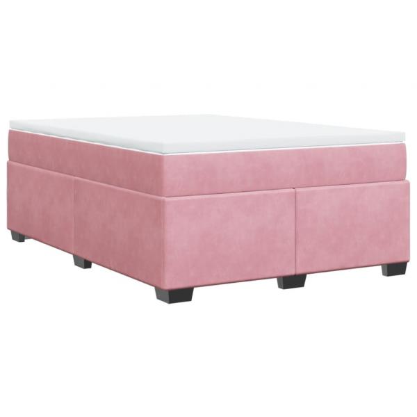 Boxspringbett mit Matratze Rosa 140x190 cm Samt