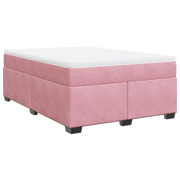 Boxspringbett mit Matratze Rosa 140x190 cm Samt