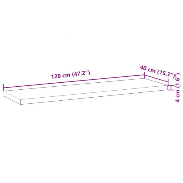 Schweberegal 120x40x4 cm Massivholz Akazie Unbehandelt