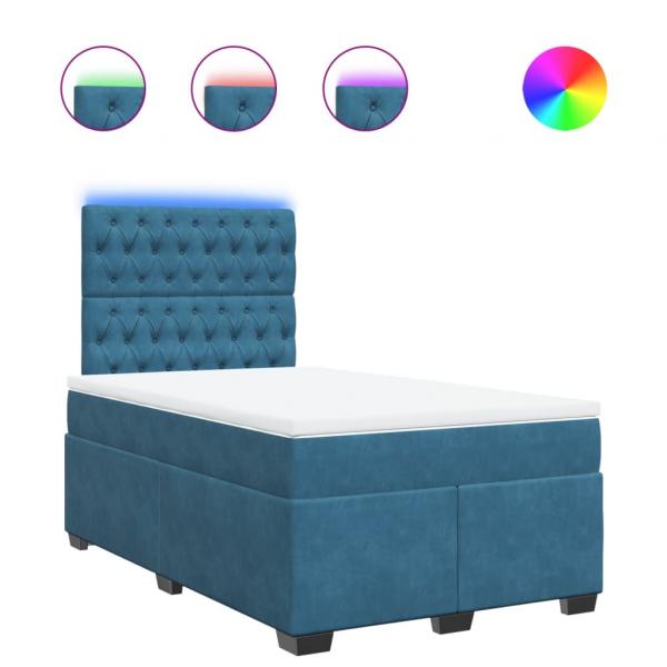 Boxspringbett mit Matratze Blau 120x190 cm Samt