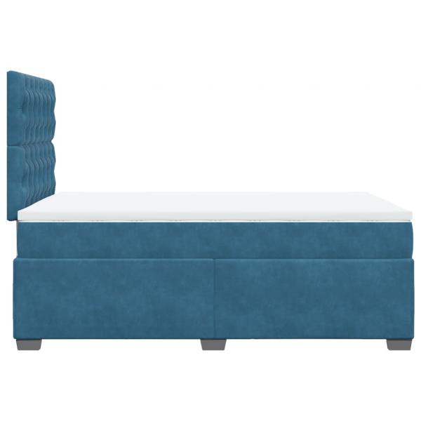 Boxspringbett mit Matratze Blau 120x190 cm Samt