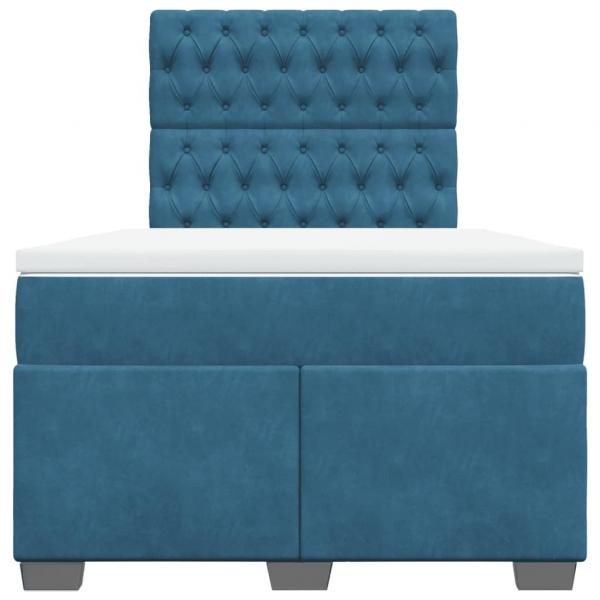 Boxspringbett mit Matratze Blau 120x190 cm Samt