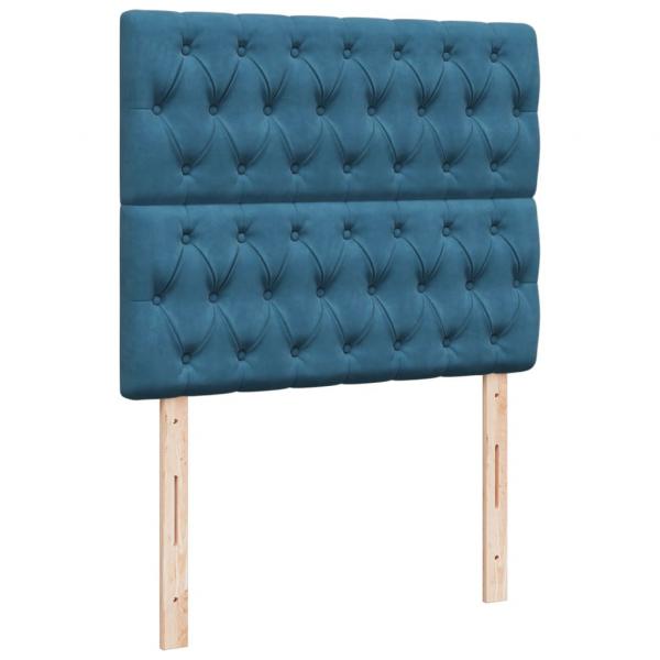 Boxspringbett mit Matratze Blau 120x190 cm Samt