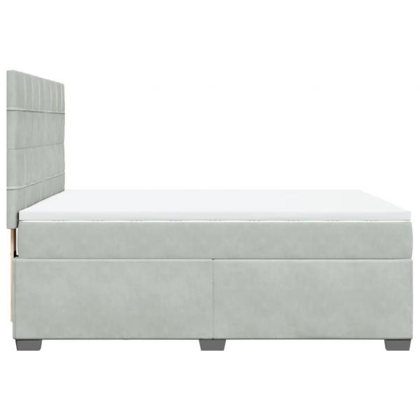 Boxspringbett mit Matratze Hellgrau 140x190 cm Samt