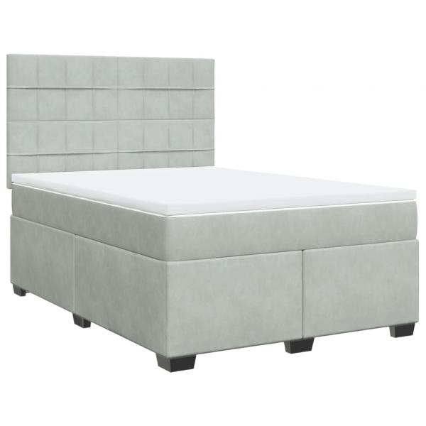 Boxspringbett mit Matratze Hellgrau 140x190 cm Samt