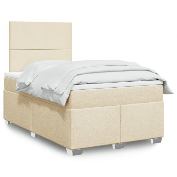 ARDEBO.de - Boxspringbett mit Matratze Creme 120x190 cm Stoff