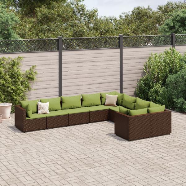 ARDEBO.de - 9-tlg. Garten-Sofagarnitur mit Kissen Braun Poly Rattan