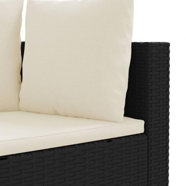 3-tlg. Garten-Sofagarnitur mit Kissen Schwarz Poly Rattan