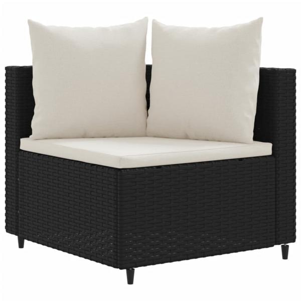 10-tlg. Garten-Sofagarnitur mit Kissen Schwarz Poly Rattan