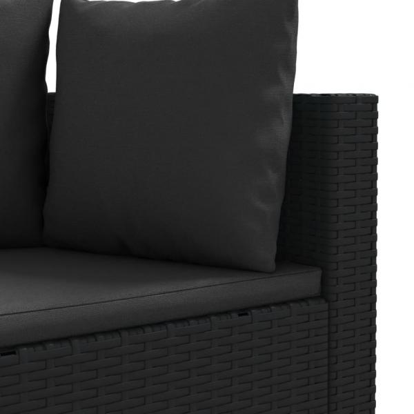 8-tlg. Garten-Sofagarnitur mit Kissen Schwarz Poly Rattan