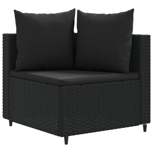 7-tlg. Garten-Sofagarnitur mit Kissen Schwarz Poly Rattan