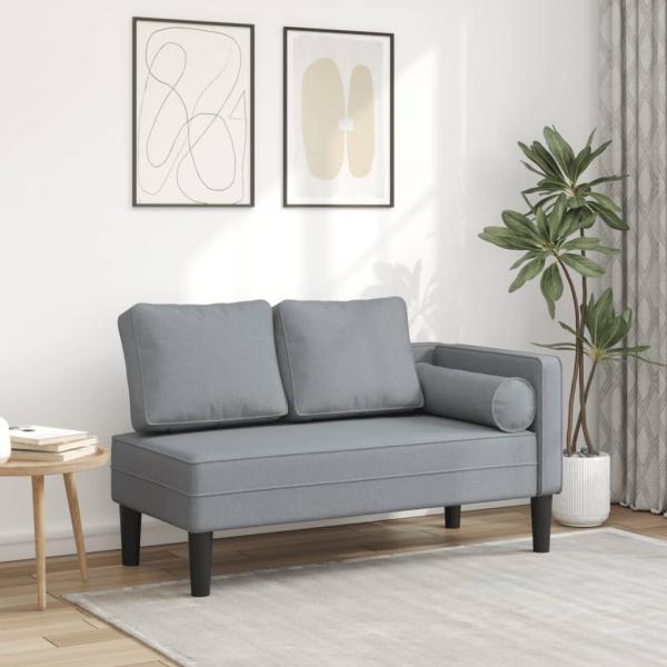 ARDEBO.de - Chaiselongue mit Kissen Hellgrau Stoff