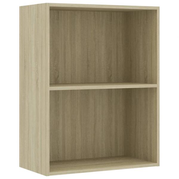 Bücherregal 2 Fächer Sonoma-Eiche 60x30x76,5 cm Holzwerkstoff