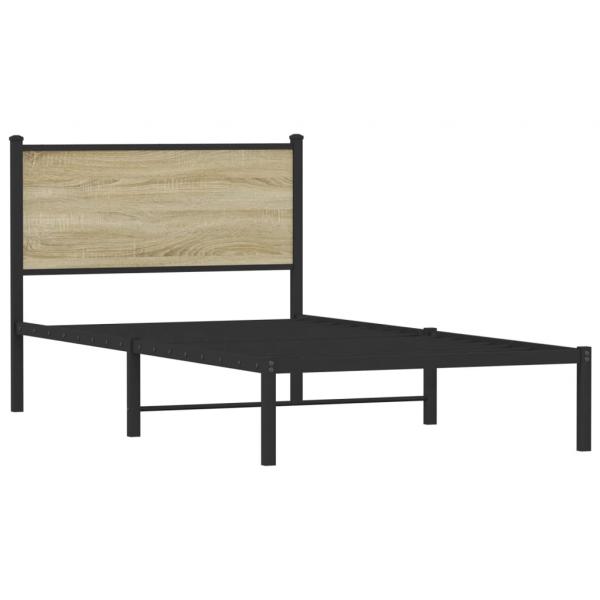 Metallbett ohne Matratze Sonoma-Eiche 107x203 cm