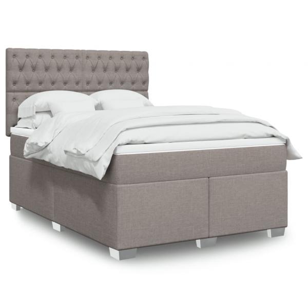 ARDEBO.de - Boxspringbett mit Matratze Taupe 140x200 cm Stoff