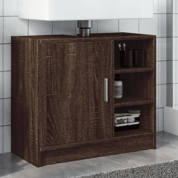 ARDEBO.de - Waschbeckenschrank Braun Eichen-Optik 63x29x55 cm Holzwerkstoff