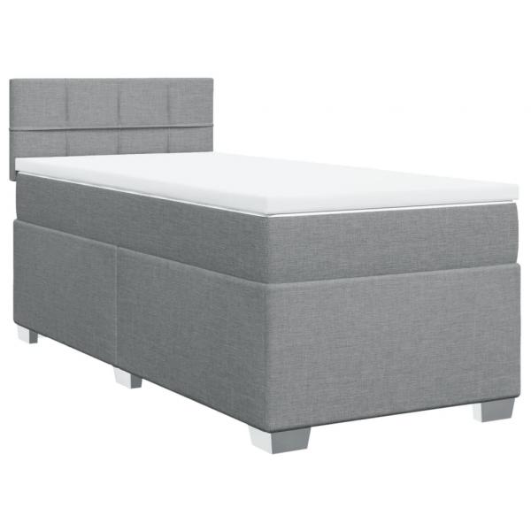 Boxspringbett mit Matratze Hellgrau 80x200 cm Stoff