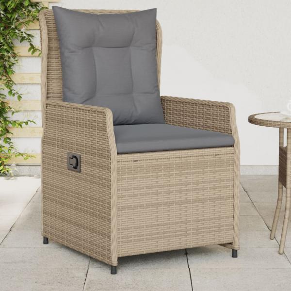 ARDEBO.de - Gartensessel 2 Stk. Verstellbar Beige Poly Rattan