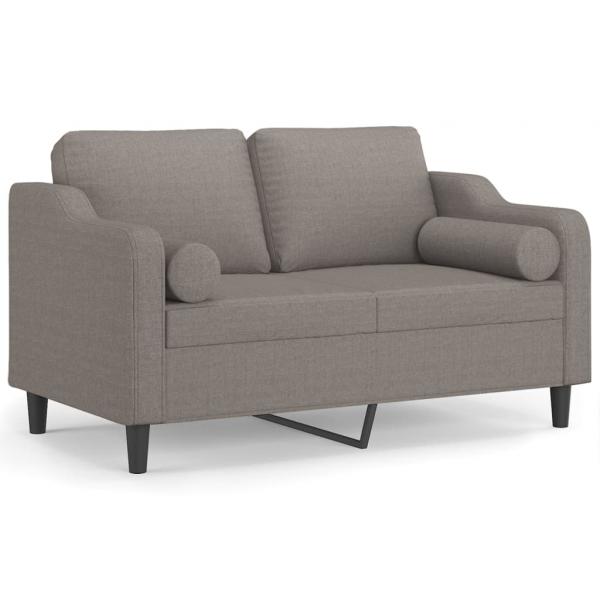 2-Sitzer-Sofa mit Zierkissen Taupe 120 cm Stoff