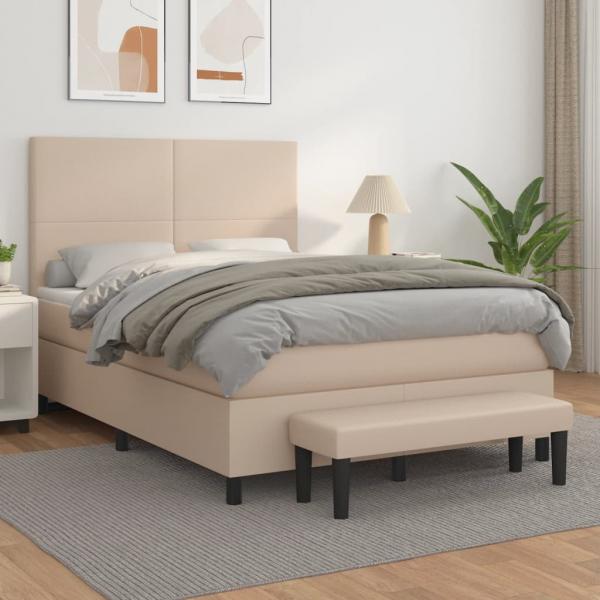 ARDEBO.de - Boxspringbett Matratze Cappuccino-Braun 140x190cm Kunstleder