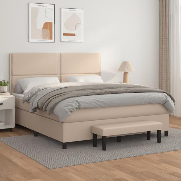 ARDEBO.de - Boxspringbett Matratze Cappuccino-Braun 160x200 cm Kunstleder