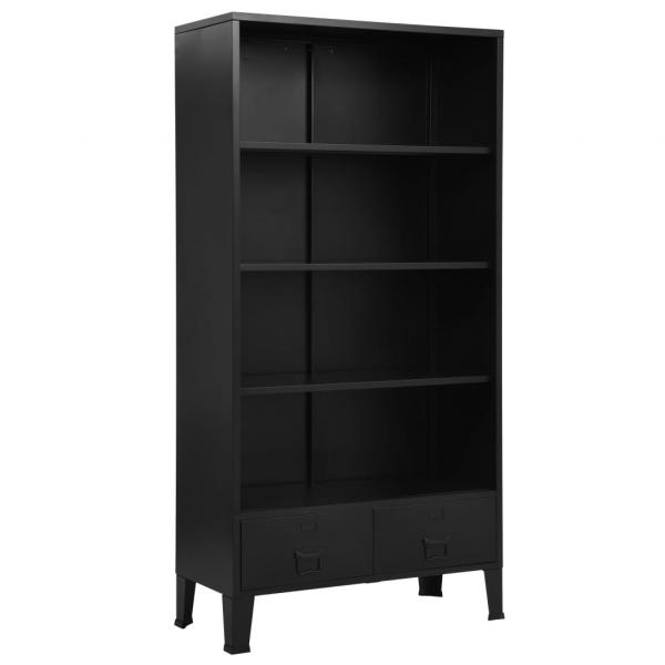 ARDEBO.de - Bücherregal Industrie-Stil Schwarz 90x40x180 cm Stahl