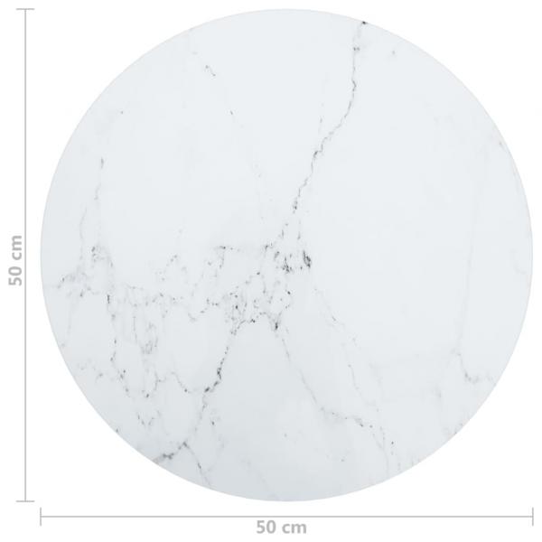 Tischplatte Weiß Ø50x0,8 cm Hartglas in Marmoroptik