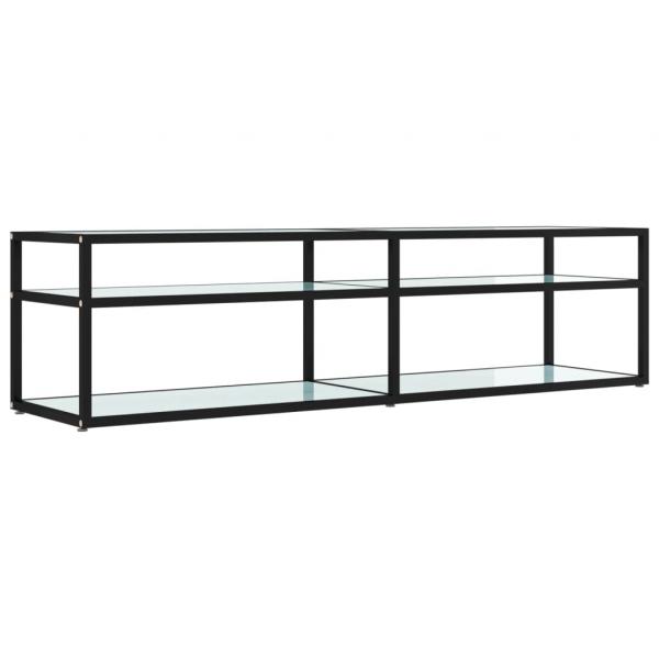 TV-Schrank Weiß Marmor-Optik 160x40x40,5 cm Hartglas