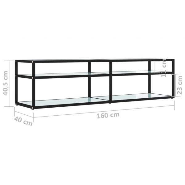 TV-Schrank Weiß Marmor-Optik 160x40x40,5 cm Hartglas