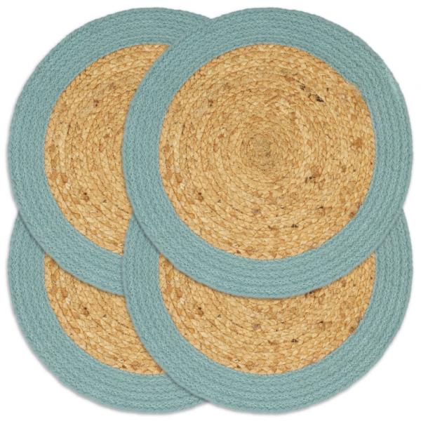 ARDEBO.de - Tischsets 4 Stk. Natur und Grün 38 cm Jute und Baumwolle