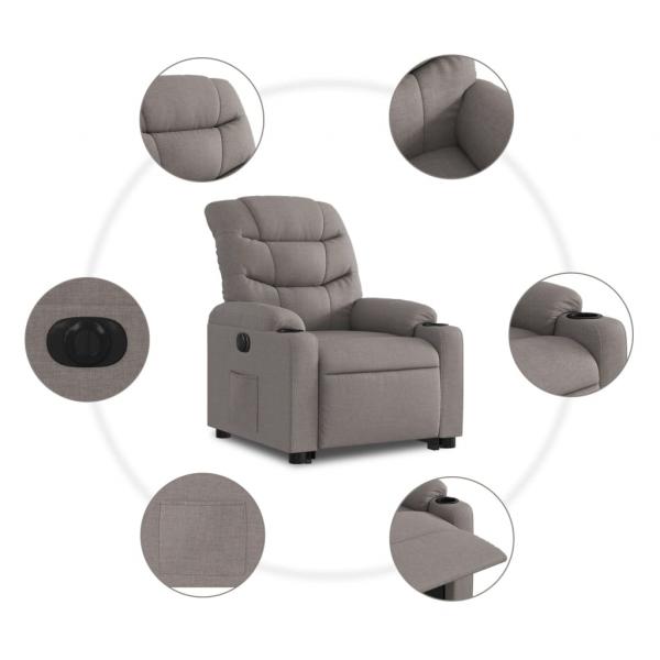 Relaxsessel mit Aufstehhilfe Elektrisch Taupe Stoff