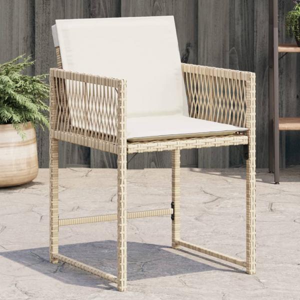 ARDEBO.de - Gartenstühle mit Kissen 4 Stk. Beige Poly Rattan