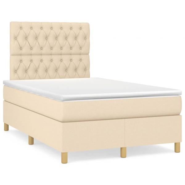 ARDEBO.de - Boxspringbett mit Matratze Creme 120x190 cm Stoff