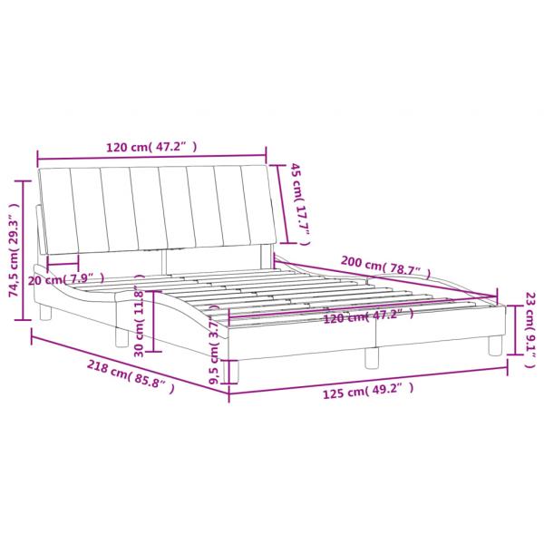 Bett mit Matratze Hellgrau 120x200 cm Samt