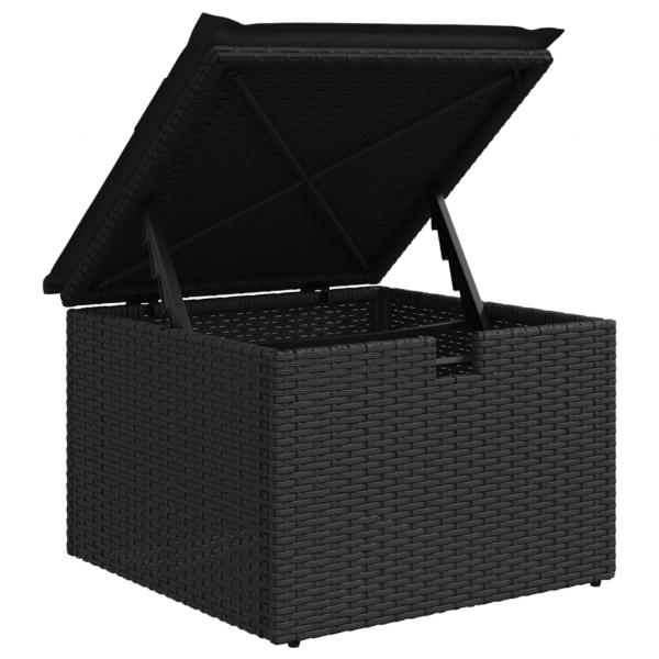 11-tlg. Garten-Sofagarnitur mit Kissen Schwarz Poly Rattan