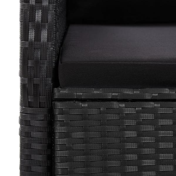 7-tlg. Garten-Essgruppe mit Kissen Schwarz Poly Rattan