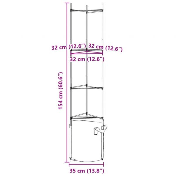 Tomatenkäfige mit Pflanzsäcken 4 Stk. 154 cm Stahl und PP