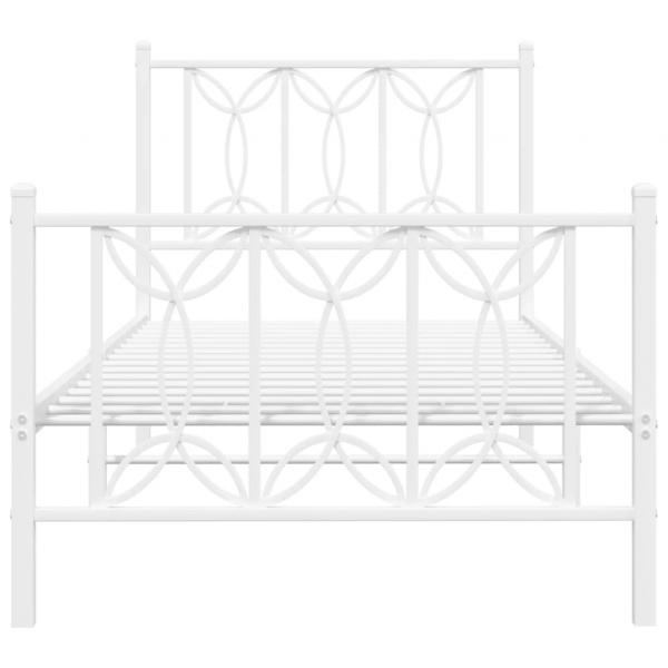 Bettgestell mit Kopf- und Fußteil Metall Weiß 80x200 cm