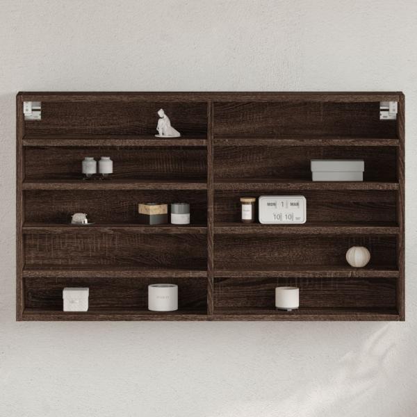 ARDEBO.de - Vitrinenschrank Braun Eichen-Optik 100x15x58 cm Holzwerkstoff