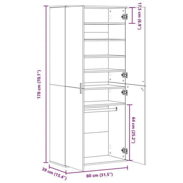 Schuhschrank Weiß 80×39×178 cm Holzwerkstoff