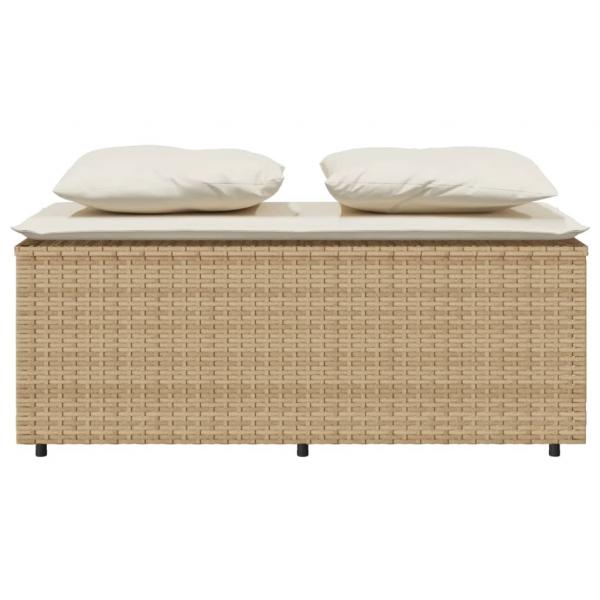 3-tlg. Garten-Essgruppe mit Kissen Beige Poly Rattan